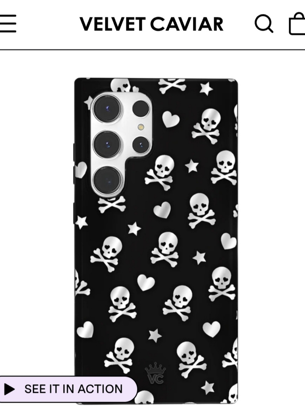 Velvet Caviar Phone Case Chrome Skulls, Hearts & Stars for S24 Ultra